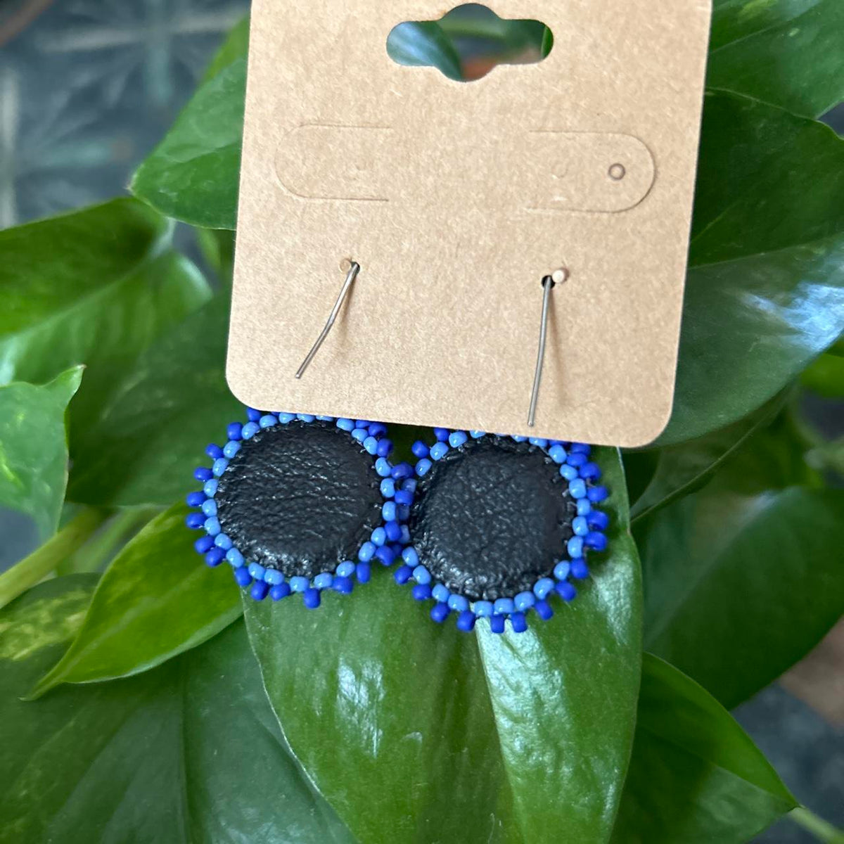 Navy Seed Bead Earrings