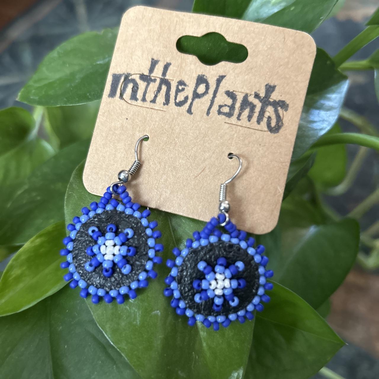 Navy Seed Bead Earrings