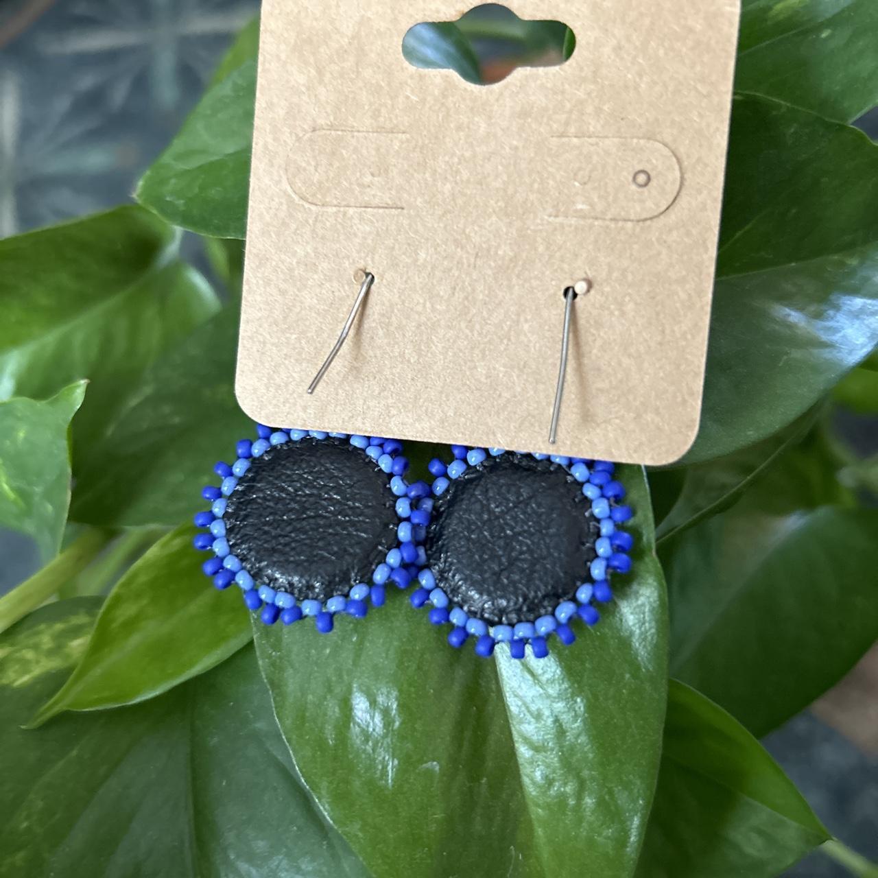 Navy Seed Bead Earrings